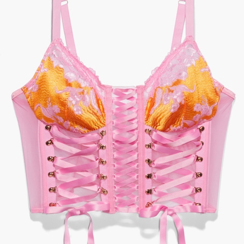 Savage X Fenty Pink and Orange Lace-up shape-wear Corset Size 1X